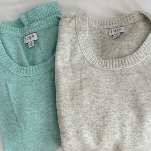 J. Crew Women's Sweater - Light Gray and Soft Mint